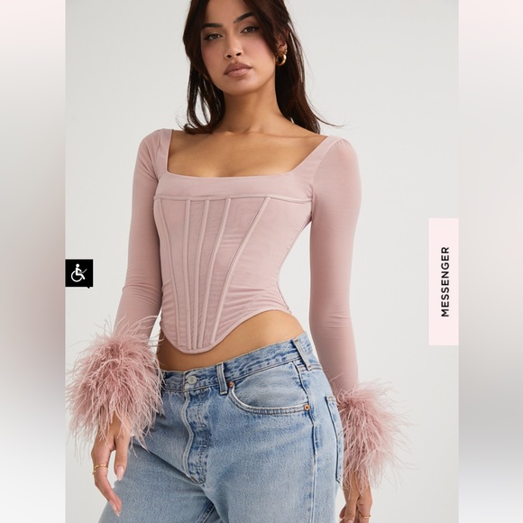 House of CB Tops House Of Cb Stella Blush Mesh Trimmed Corset